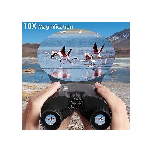  Compact Binoculars, High Powered Binoculars for Adults with Low Light Night Vision, Easy Focus Binoculars Clear for Bird Watching, Outdoor Sports Games and Concerts