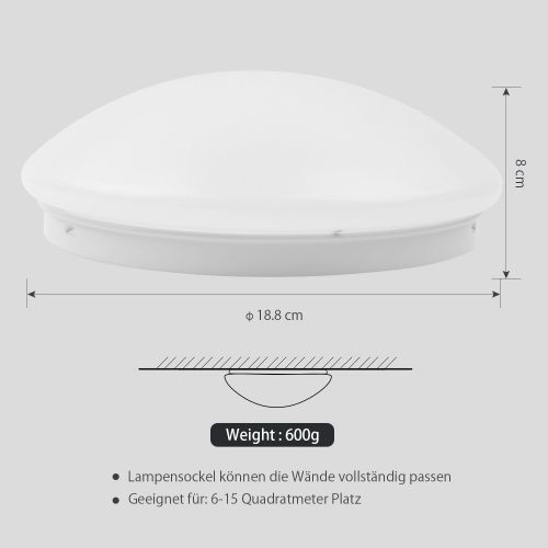  [아마존 핫딜]  [아마존핫딜]BRIGENIUS 12W Led Deckenleuchte Rund Badlampe 1200LM Schlafzimmer Deckenleuchten 4000K Entspricht 190W Gluehlampen IP44 Deckenlampe φ260mm Schlafzimmer Deckenleuchten fuer Badezimmer Kueche Sch