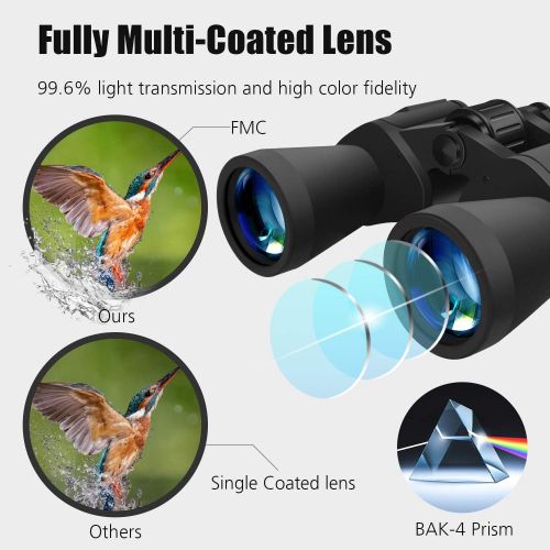  [아마존베스트]BRIGENIUS Binoculars, Magnification For Football, Safari, Bird Watching, Hunting, Climbing, Waterproof, Fully Coated Lens, With Carry Bag, Strap, Cleaning Cloth