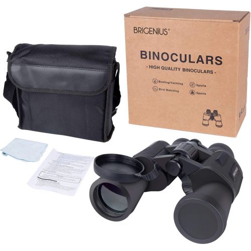  [아마존베스트]BRIGENIUS Binoculars, Magnification For Football, Safari, Bird Watching, Hunting, Climbing, Waterproof, Fully Coated Lens, With Carry Bag, Strap, Cleaning Cloth