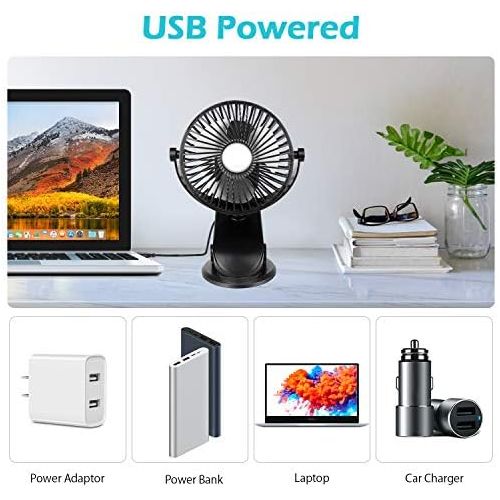  BRIGENIUS Battery Operated Clip on Stroller Fan, Portable Mini Desk Fan Rechargeable, USB Powered Clip Fan for Baby Stroller Office Outdoor Travel, Black