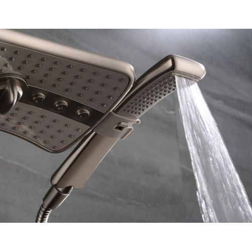  BRIGHT SHOWERS Brushed nickel Shower heads combo with two spray setting fixed shower head and two spray settings handheld shower head