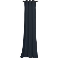 BRIGHTLINEN Vintage 100% Velvet 50 by 132 inches Thick Blackout Elegant Ring Top Eyelet Velvet Curtains Navy Blue