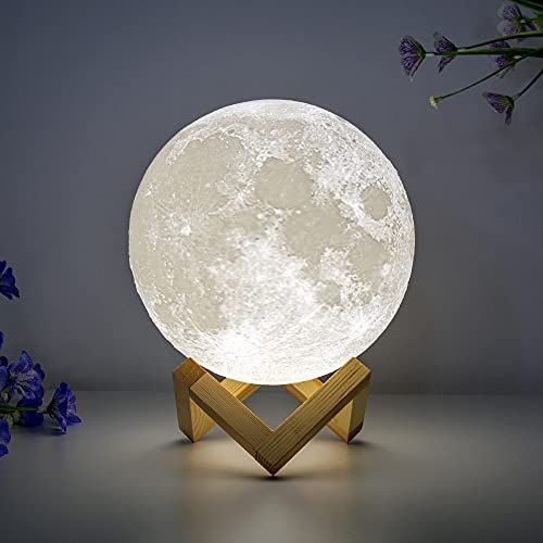 [아마존베스트]BRIGHTWORLD Moon Lamp Moon Night Light 3D Printing 7.1IN Large Lunar Lamp for Kids Gift for Women USB Rechargeable Touch Contral Brightness Warm and Cool White