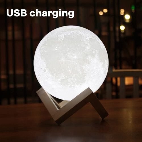  [아마존베스트]BRIGHTWORLD Moon Lamp Moon Night Light 3D Printing 7.1IN Large Lunar Lamp for Kids Gift for Women USB Rechargeable Touch Contral Brightness Warm and Cool White