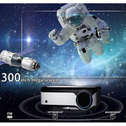  BRILENS Native 1920X1080P Movie Projector w Ceiling Mount 6000L Full HD Video Projector 300” Display 4K Supported Home Theater Mini Projector Compatible with Stick HDMI USB AV TVBOX PS5 Sm