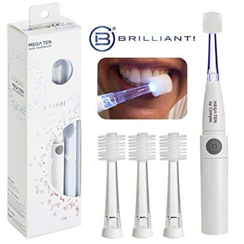  BRILLIANT! Sonic Toothbrush for travel by Compac, Only uses single AAA Battery, Super-Fine Micro Bristles for...