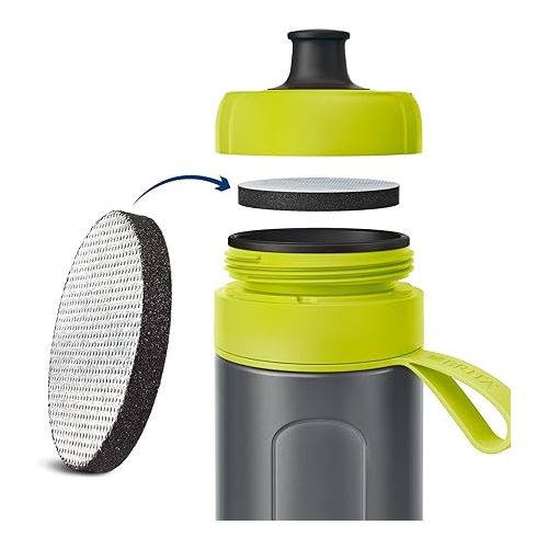  BRITA Active Water Filter Bottle, reduces chlorine and organic impurities, BPA free, Lime, 600 ml