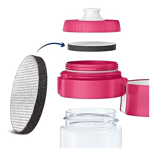  BRITA Fill and Go Vital Water Filter Bottle, Pink, Pack of 1