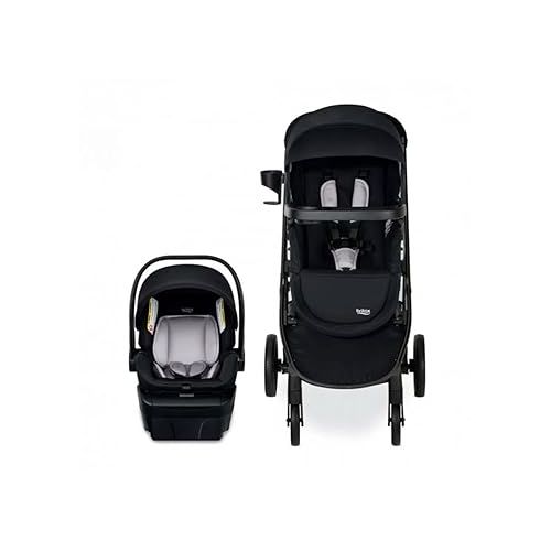  Britax Willow Brook Baby Travel System, Infant Car Seat and Stroller Combo with Aspen Base, ClickTight Technology, RightSize System and 4 Ways to Stroll, Onyx Glacier