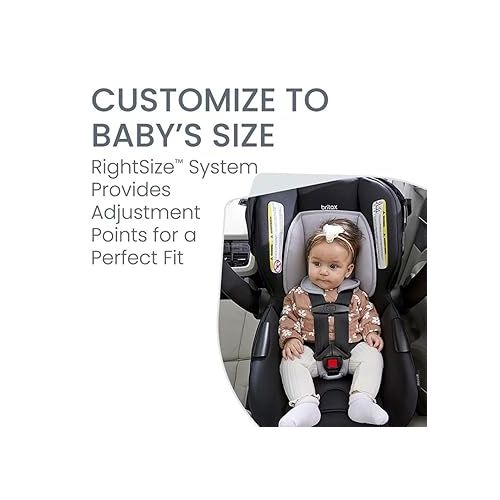  Britax Willow Brook Baby Travel System, Infant Car Seat and Stroller Combo with Aspen Base, ClickTight Technology, RightSize System and 4 Ways to Stroll, Onyx Glacier