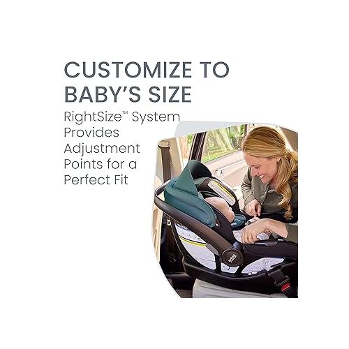  Britax Willow S Infant Car Seat with Alpine Base, ClickTight Technology, Rear Facing Car Seat with RightSize System, Jade Onyx