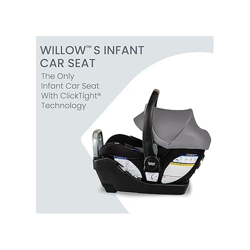  Britax Willow S Infant Car Seat with Alpine Base, ClickTight Technology, Rear Facing Car Seat with RightSize System, Graphite Onyx