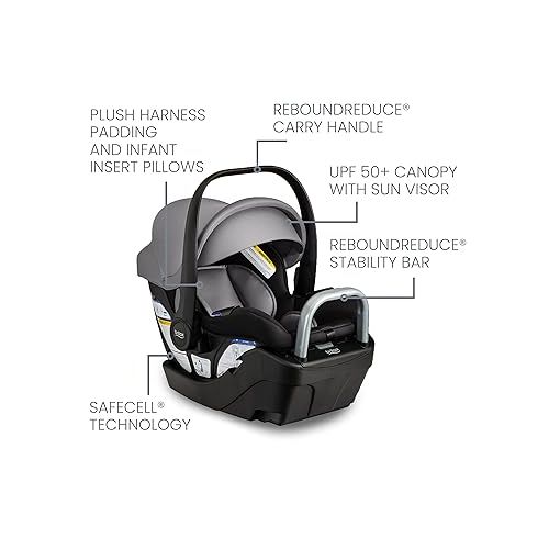  Britax Willow S Infant Car Seat with Alpine Base, ClickTight Technology, Rear Facing Car Seat with RightSize System, Graphite Onyx