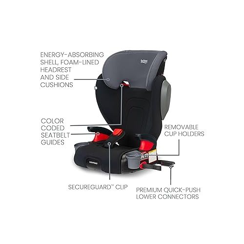  Britax Highpoint Backless Belt-Positioning Booster Seat, SafeWash Black Ombre