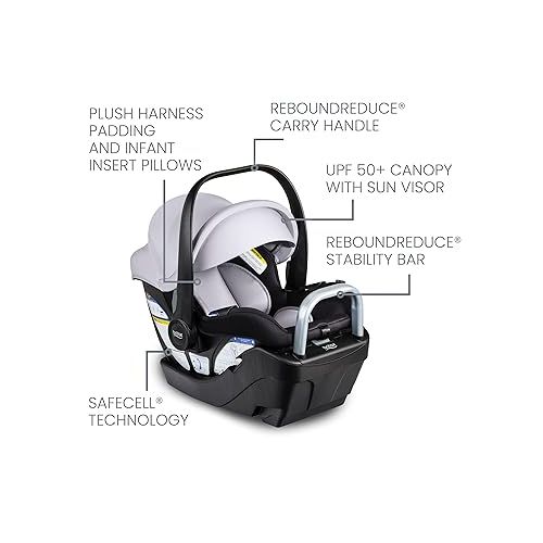  Britax Willow S Infant Car Seat with Alpine Base, ClickTight Technology, Rear Facing Car Seat with RightSize System, Glacier Onyx