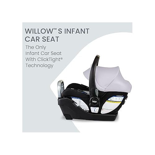  Britax Willow S Infant Car Seat with Alpine Base, ClickTight Technology, Rear Facing Car Seat with RightSize System, Glacier Onyx