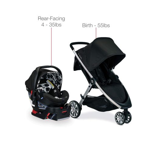  BRITAX B-Lively Travel System with B-Safe Ultra Infant Car Seat| 2 Layer Impact Protection, Birth to 55 Pounds, One Hand Fold, XL Storage, Ventilated Canopy, Easy to Maneuver, Cowm