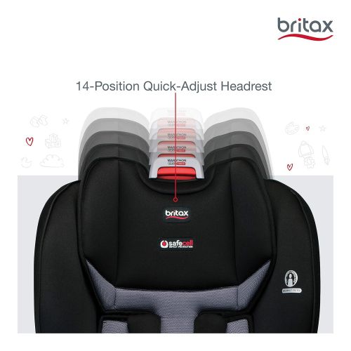  BRITAX Britax Marathon ClickTight Convertible Car Seat - 1 Layer Impact Protection - Rear & Forward Facing - 5 to 65 pounds, Ashton