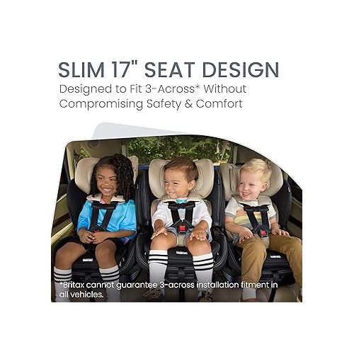  Britax Poplar S Convertible Car Seat, 2-in-1 Car Seat with Slim 17-Inch Design, ClickTight Technology, Sand Onyx