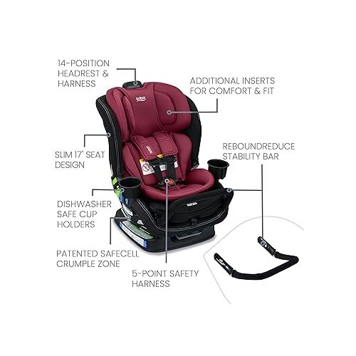  Britax Poplar S Convertible Car Seat, 2-in-1 Car Seat with Slim 17-Inch Design, ClickTight Technology, Ruby Onyx