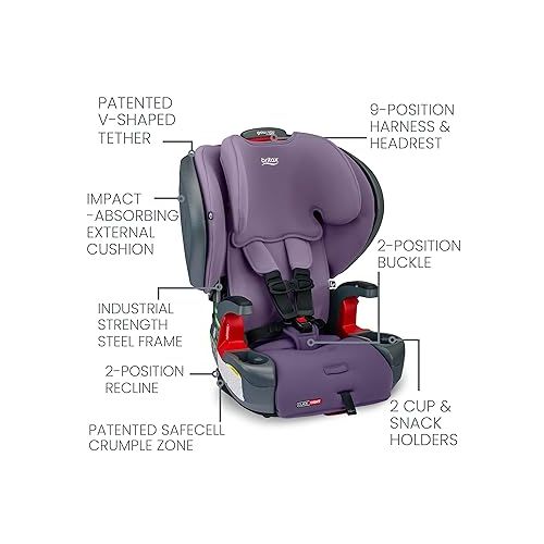  Britax Grow with You ClickTight Plus Harness-2-Booster Car Seat, 2-in-1 High Back Booster, SafeWash Cover, Purple Ombre