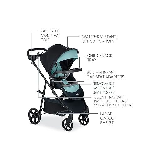  Britax Willow Brook S+ Baby Travel System, Infant Car Seat and Stroller Combo with Alpine Base, ClickTight Technology, SafeWash Insert and Cover, Jade Onyx