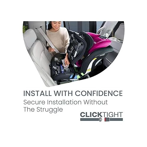  Britax Poplar Convertible Car Seat, 2-in-1 Car Seat with Slim 17-Inch Design, ClickTight Technology, Magenta Onyx