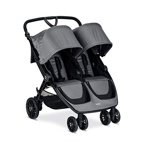  [아마존베스트]BRITAX Britax B-Lively Double Stroller - Up to 100 pounds - Car Seat Compatible - UV 50+ Canopy - Adjustable Handlebar - Easy Fold, Dove