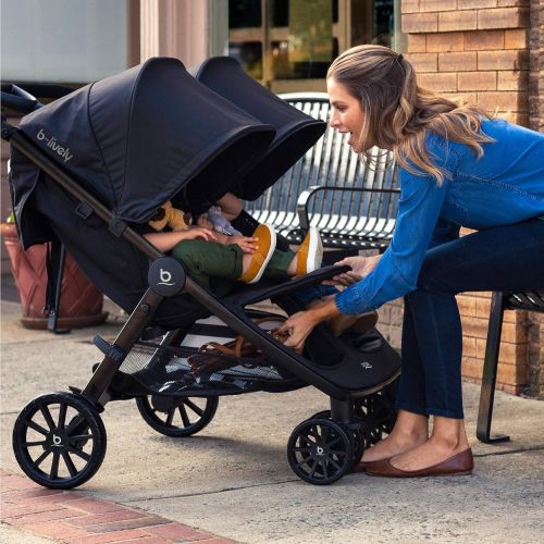  [아마존베스트]BRITAX Britax B-Lively Double Stroller - Up to 100 pounds - Car Seat Compatible - UV 50+ Canopy - Adjustable Handlebar - Easy Fold, Dove