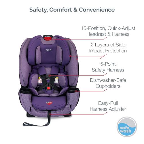  Britax One4Life ClickTight All-in-One Car Seat  10 Years of Use  Infant, Convertible, Booster  5 to 120 Pounds - SafeWash Fabric, Plum
