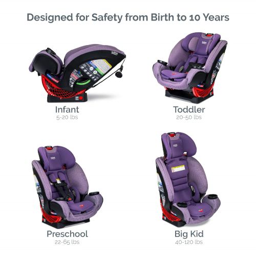  Britax One4Life ClickTight All-in-One Car Seat  10 Years of Use  Infant, Convertible, Booster  5 to 120 Pounds - SafeWash Fabric, Plum