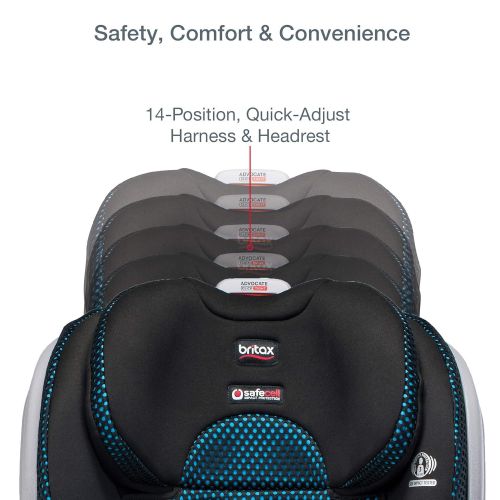  Britax Advocate ClickTight Convertible Car Seat - 3 Layer Impact Protection - Rear & Forward Facing - 5 to 65 Pounds, Cool Flow Ventilating Fabric, Teal