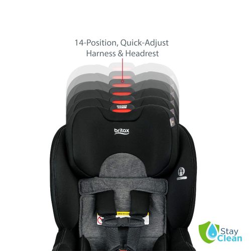  Britax Boulevard ClickTight Anti-Rebound Bar Convertible Car Seat, StayClean Grey - Stain, Moisture & Odor Resistant Fabric