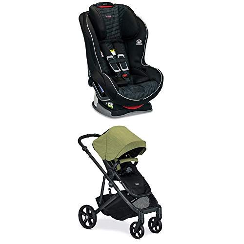  Britax Emblem 3 Stage Convertible Car Seat - Rear & Forward Facing 5 to 65 Pounds - 2 Layer Impact Protection, Dash & Britax B-Ready G3 Stroller, Pistachio