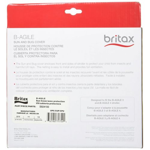  Britax B-Agile, B-Free, Pathway Single Stroller UPF 50+ Sun and Bug Cover Full Ventilation Netting + Encloses Front and Sides of Stroller