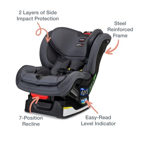  Britax Boulevard ClickTight Convertible Car Seat, Cool N Dry Charcoal - Cooling & Moisture Wicking Fabric