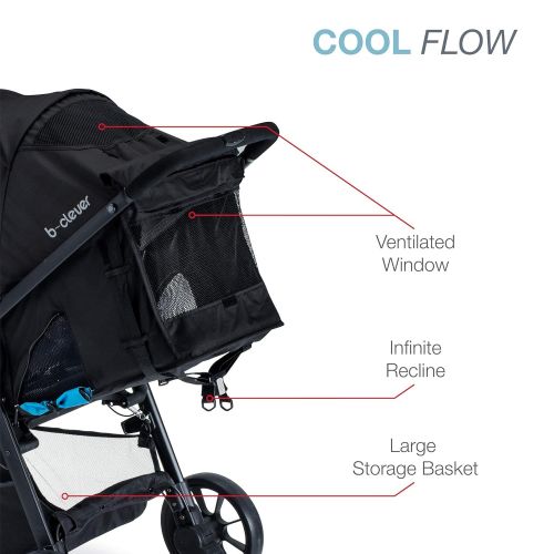  Britax B-Clever Compact Stroller, Cool Flow Teal - One Hand Fold, Ventilated Seating Area, All Wheel Suspension