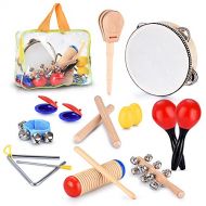 BRITENWAY Toddler Educational & Musical Percussion for Kids & Children Instruments Set 21 Pcs  With Tambourine, Maracas, Castanets & More  Promote Fine Motor Skills, Enhance Hand To Eye Co