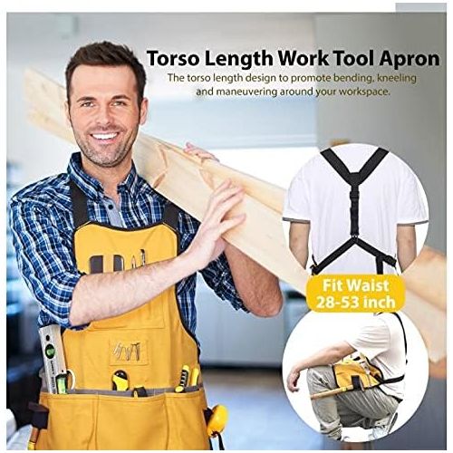  [아마존베스트]Briteree Work Tool Apron for Men and Women, Torso Length with 21 Tool Pockets, Gift for Woodworker, Durable Canvas Bib Apron For Carpenters, Mechanics, Painters, Gardeners and DIY