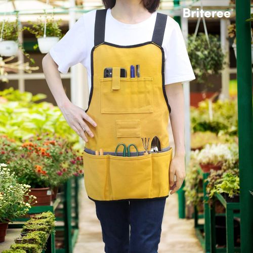  [아마존베스트]Briteree Work Tool Apron for Men and Women, Torso Length with 21 Tool Pockets, Gift for Woodworker, Durable Canvas Bib Apron For Carpenters, Mechanics, Painters, Gardeners and DIY