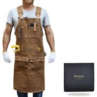 [아마존베스트]Briteree Woodworking Aprons for men, Gift for Woodworker, with 9 Tool Pockets, Durable Waxed Canvas