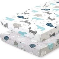 Pack n Play Sheets, BROLEX 2 Pack Mini Crib Sheets,Stretchy Portable Fitted Playard Sheet Set, Convertible Playard Mattress Cover,Ultra Soft Breathable Material,Space Planet