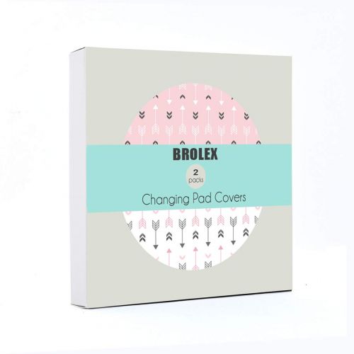  [아마존베스트]Stretchy Changing Pad Covers-BROLEX 2 Pack Jersey Knit Change Pad Covers for Girls Boys,Pink & White...