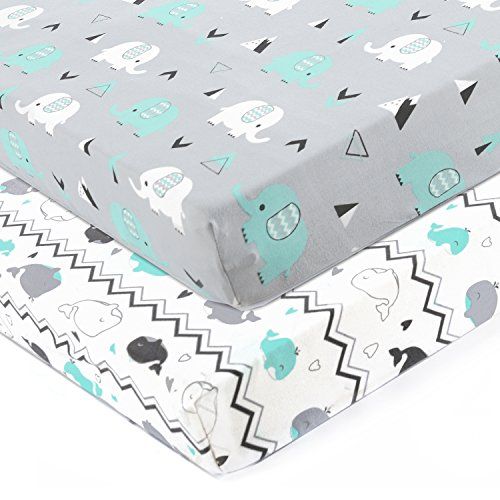  [아마존베스트]BROLEX Stretchy Fitted Crib Sheets Set-Brolex 2 Pack Portable Crib Mattress Topper for Baby Boys Girls,Ultra Soft...