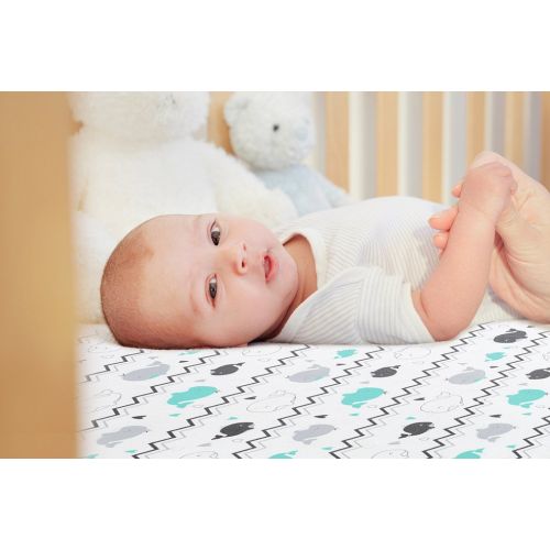  [아마존베스트]BROLEX Stretchy Fitted Crib Sheets Set-Brolex 2 Pack Portable Crib Mattress Topper for Baby Boys Girls,Ultra Soft...