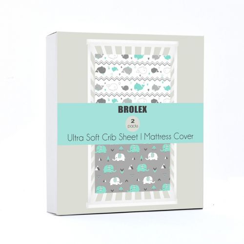  [아마존베스트]BROLEX Stretchy Fitted Crib Sheets Set-Brolex 2 Pack Portable Crib Mattress Topper for Baby Boys Girls,Ultra Soft...