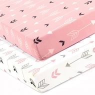 [아마존베스트]BROLEX Stretchy Fitted Crib Sheets Set 2 Pack Portable Crib Mattress Topper for Baby Girls Boys,Ultra Soft...