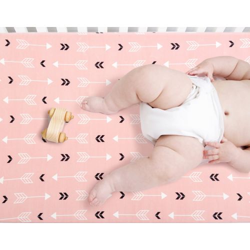  [아마존베스트]BROLEX Stretchy Fitted Crib Sheets Set 2 Pack Portable Crib Mattress Topper for Baby Girls Boys,Ultra Soft...