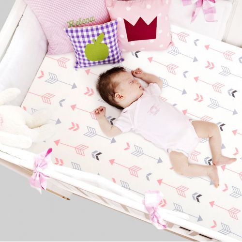  [아마존베스트]BROLEX Stretchy Fitted Crib Sheets Set 2 Pack Portable Crib Mattress Topper for Baby Girls Boys,Ultra Soft...